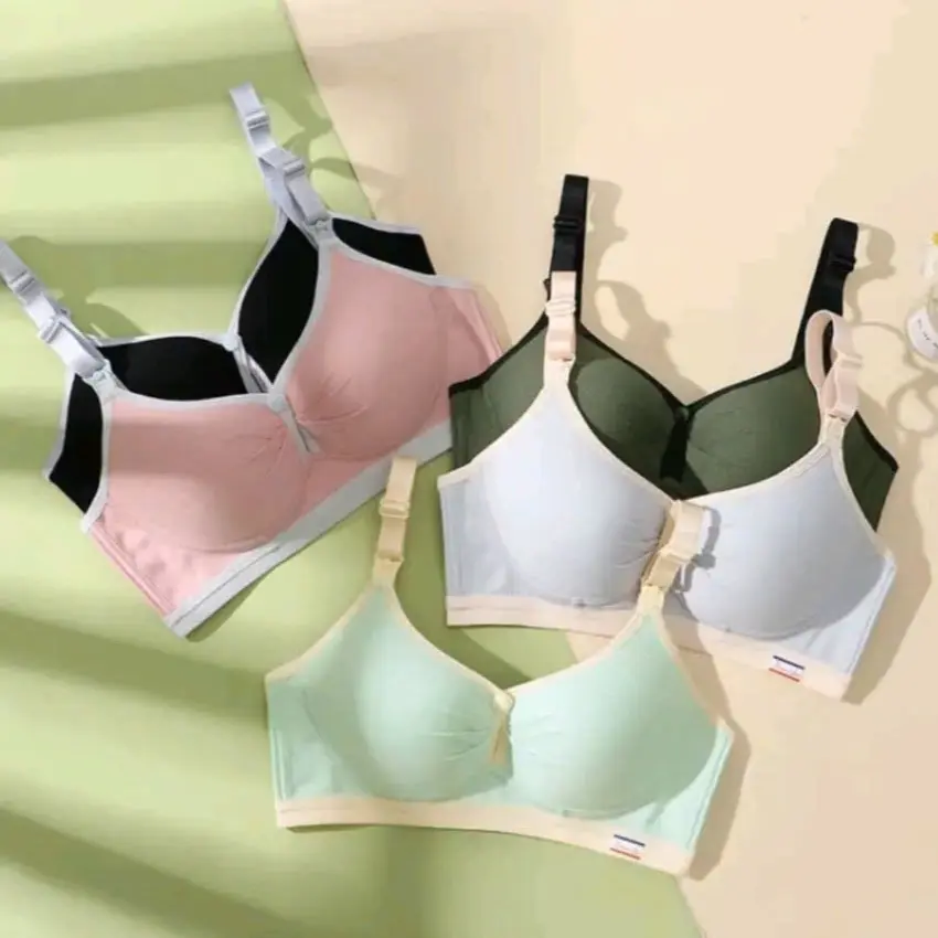 Áo Lót COTTON TĂM ( Bầu Và Cho Con Bú ) Không Gọng Cúc mở ngang Thoáng Mát . Hoa Dương