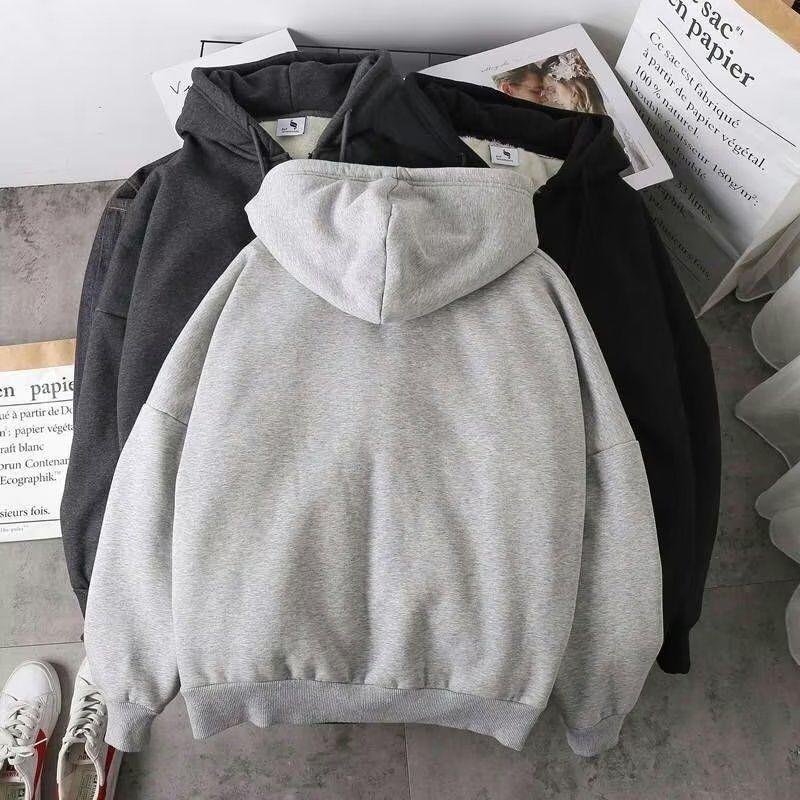 Product Introduction of Áo Khoác Dày Có Đệm Nhung, Dành Cho Nữ, Mùa Thu Và Mùa Đông, Hàng Mới Về 2024, Áo, Dễ Phối Đồ, Phong Cách Hàn Quốc, Áo Cardigan Có Dây Kéo Cặp Đôi, Áo Hoodie 4