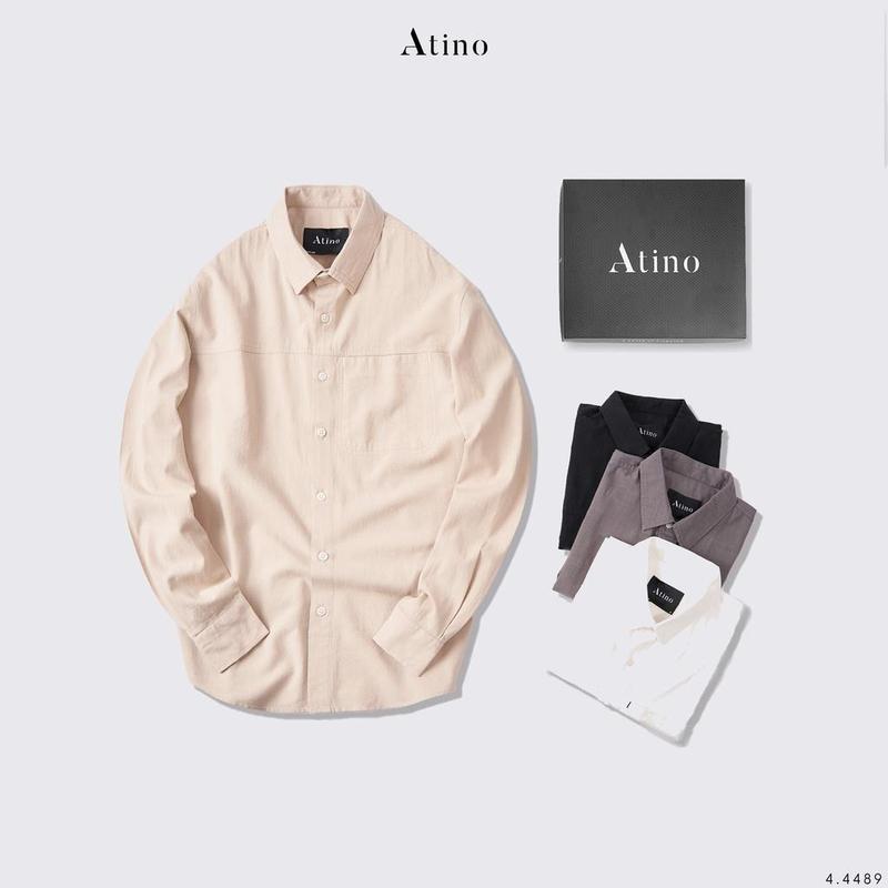 Áo Sơ Mi Dài Tay Nam Đũi ATINO L.4.4489 VN Menswear Trắng
