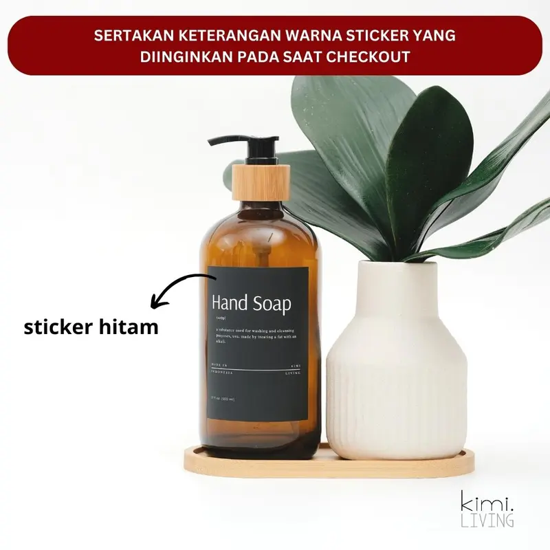 KIMI LIVING - RYOTA Botol Refill KACA Pump BAMBOO untuk Sabun Shampoo Conditioner Hand Sanitizer / Refillable Bottle Amber Tutup Bambu Dekorasi Rumah Minimalis Estetik Putih 1