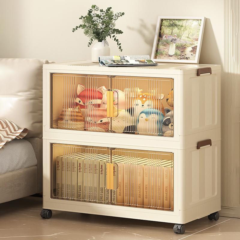Product Introduction of Foldable Storage Cabinet, 1 Count Household Movable Collapsible Sundries Toys Snack Storage Box, Home Organizer for Living Room Bedroom 4
