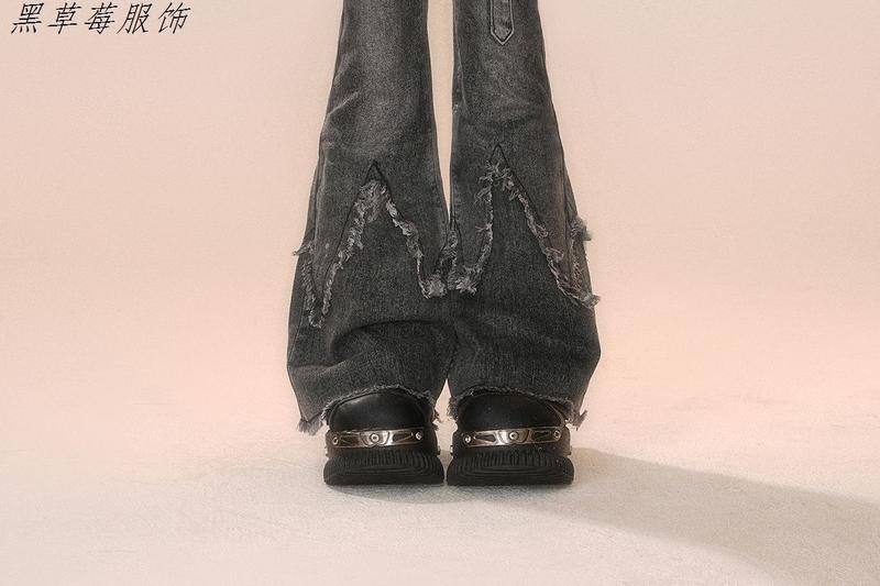 Product Introduction of Quần Dài Ống Loe Denim, Cỡ Nhỏ Kiểu Mỹ, Thiết Kế Ôm Sát, Đường Khâu Sờn, Phong Cách Cổ Điển Nhỏ Màu Đen Và Xám, Dành Cho Thời Trang Thu Đông Của Phụ Nữ Women Pants 13