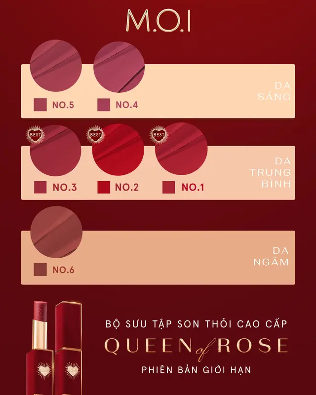 Son thỏi cao cấp Queen Of Rose Phiên bản giới hạn 2.7g 3