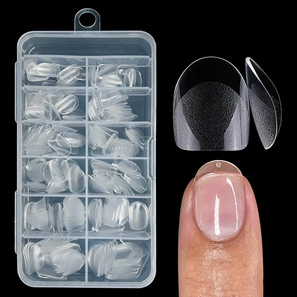 Short Oval Shaped Clear Nail Tips, 240pcs/box Pre-shaped Half Matte Fake Nails, Soft Gel Acrylic Nail Tips, Nail Extension Accessories, Valentine's Day Gift, Nail Set Kit, for DIY Gel Nail Polish, Nail Supplies