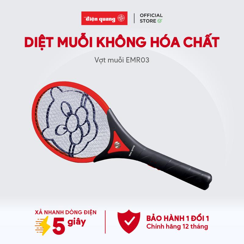 Vợt muỗi Điện Quang ĐQ EMR01 BLR Đen - đỏ bảo hành 12 tháng có đèn pin di động