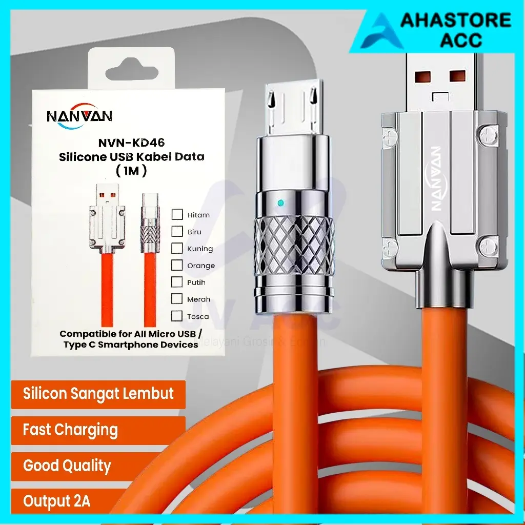 NVN-KD46 SILICONE KABEL DATA CHARGER FAST CHARGING TYPE TIPE C / MICRO USB 120W MURAH