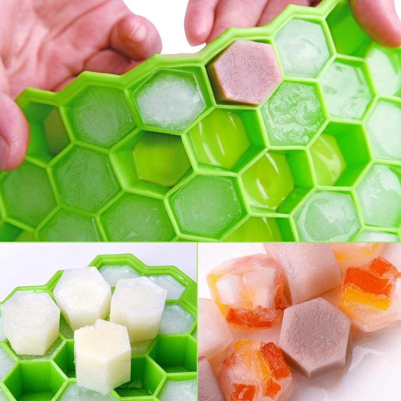37 Girds Honeycomb Ice Cube Trays Reusable Silicone Ice Cube Mold BPA Free Ice Maker with Removable Lids Kitchen Utensils 7