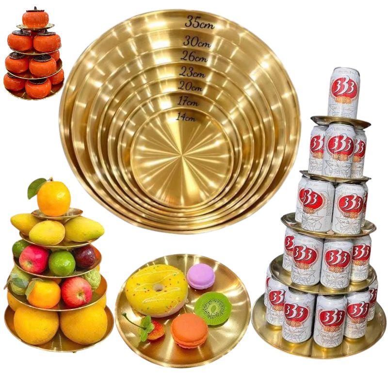  Set 5 Đĩa Inox 304 Cao Cấp Decor Phong Cách Hàn Quốc 