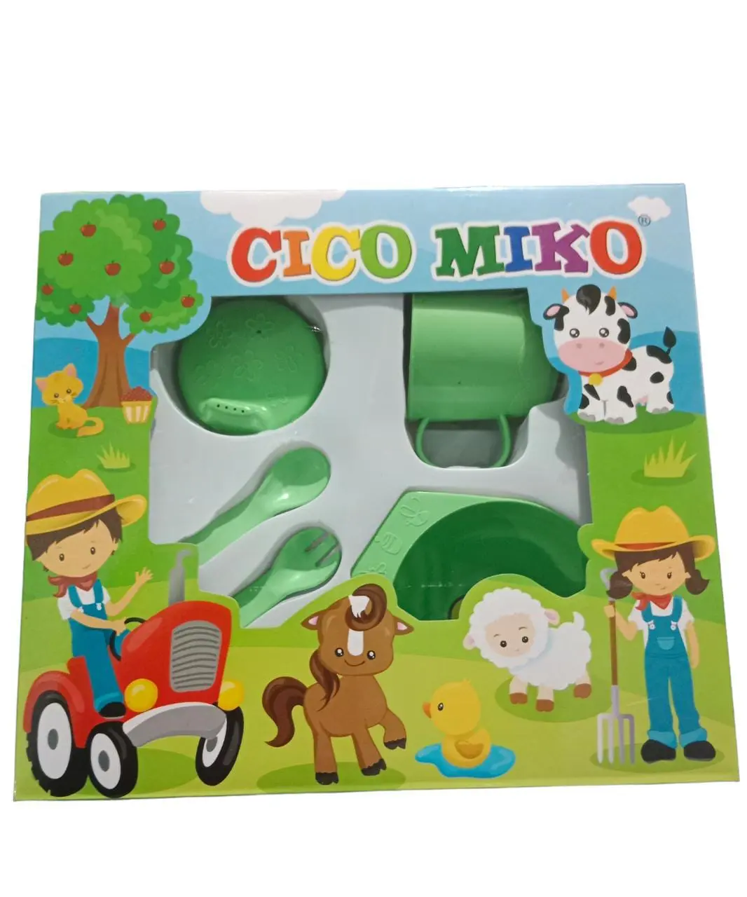 FEEDING SET CICO MIKO KECIL / TEMPAT MAKAN BAYI KECIL DENGAN WARNA PINK,BIRU DAN HIJAU Biru Garpu