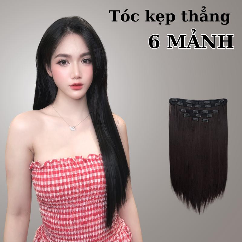 Tóc Kẹp 6 mảnh Thẳng tơ hàn tóc giả 6 phím YD6MT
