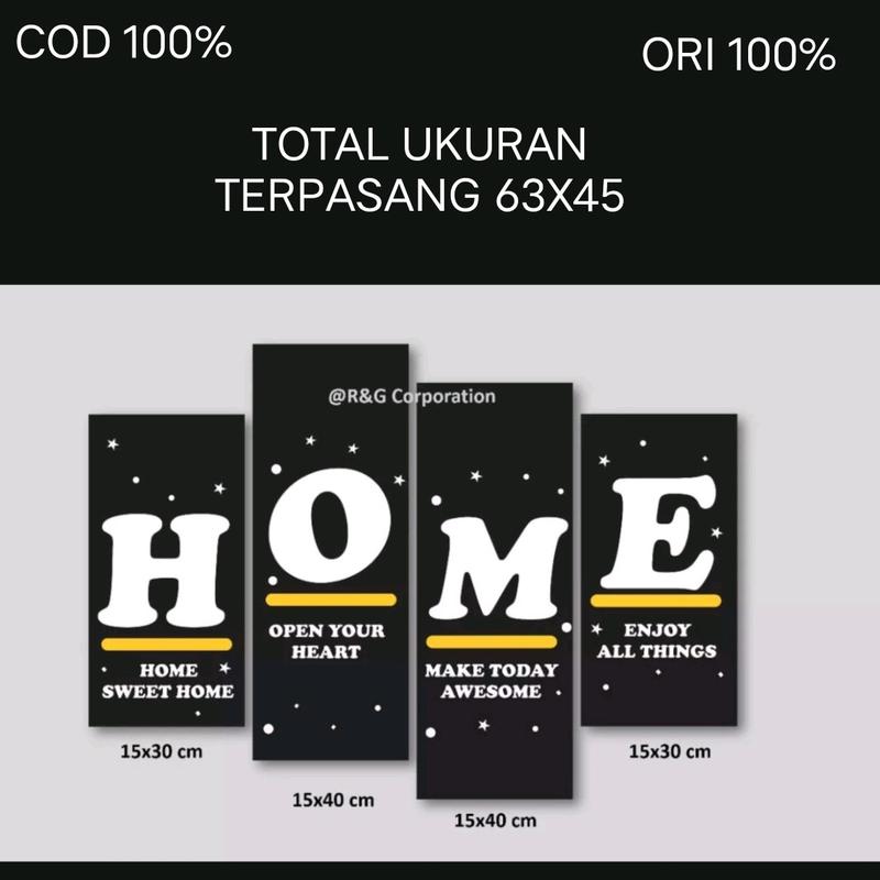 hiasan dinding tulisan HOME ruang tamu, hiasan dinding estetik aesthetic. hiasan dinding modern, hiasan dinding home, hiasan dinding minimis 1