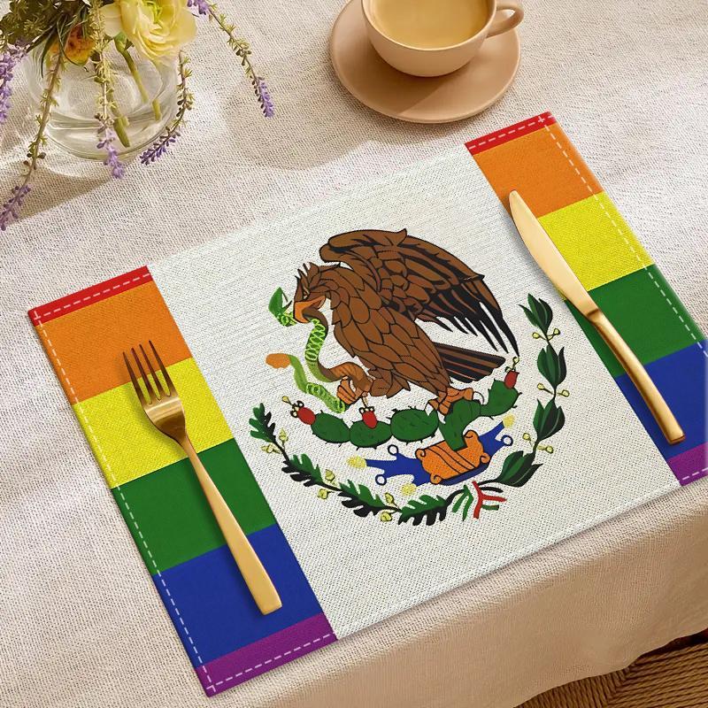 Mexican Flag Pattern Place Mat, Durable and Stylish Table Mat, Kitchen Dining Table Settings, Family Party Gifts, Home Decor, Coasters 7