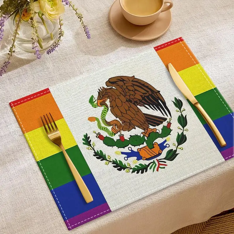 Mexican Flag Pattern Place Mat, Durable and Stylish Table Mat, Kitchen Dining Table Settings, Family Party Gifts, Home Decor, Coasters 7