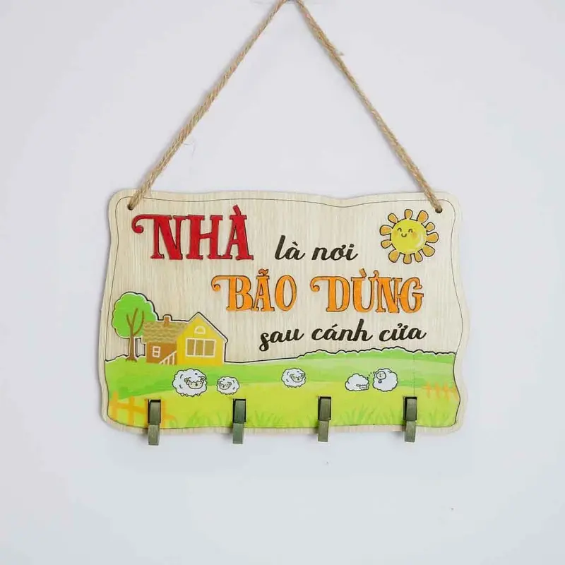 Bảng gỗ Nhà là nơi để về, Mang tiền về vợ (Tặng kèm đinh 3 chân/ móc dán tường) - Bảng gỗ treo tường, trang trí nhà cửa Decor Phòng 3
