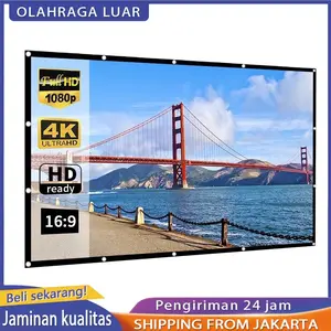 Layar Proyektor 120 Inch 4K - Material Anti Glare, Rasio 16:9 | Pilihan Ukuran Fleksibel (60-120 Inch) - Kualitas Gambar Tajam & Jernih
