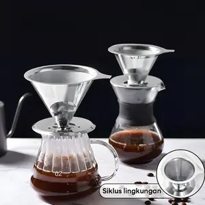 Dripper Stainless Steel Anti Karat - Filter Kopi Metal Reusable untuk V60 & Seduhan Manual Brewing Specialty Coffee, Easy Clean & Ramah Lingkungan