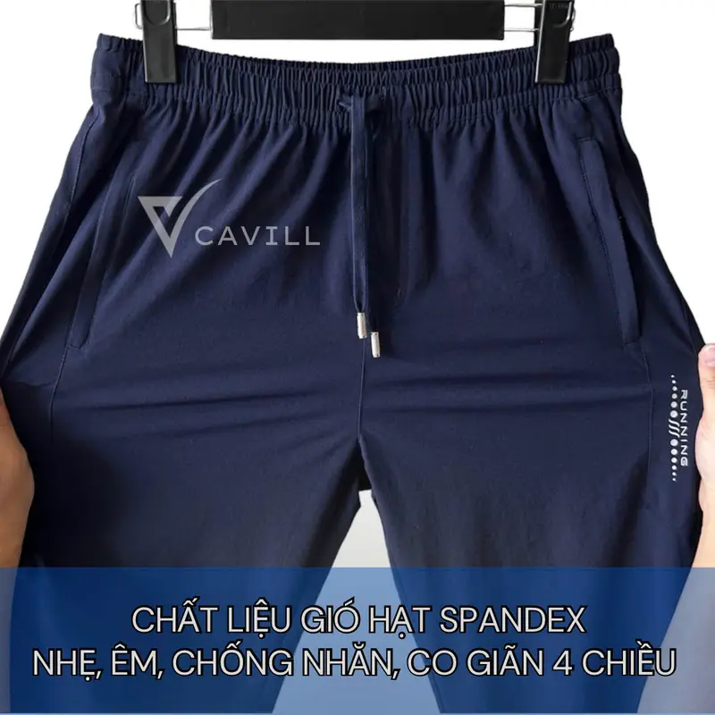 (NAM) Quần gió 4 mùa cao cấp CAVILL, Co giãn, Nhẹ mềm, Cản gió chống bụi, Dáng thể thao, ống suông, 4 màu trung tính 5