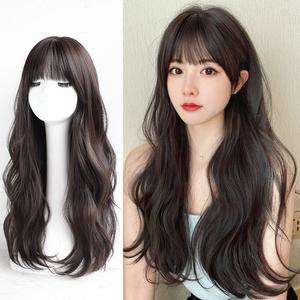 かつら女性のロングヘアビッグウェーブ人工毛エア前髪ロングカーリーヘアインターネット有名人がいますもじスタイルフルウィッグ