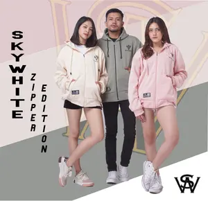 SKYWHITE HOODIE ZIPPER SLETING UNISEX PRIA DAN WANITA TEBAL Sweater