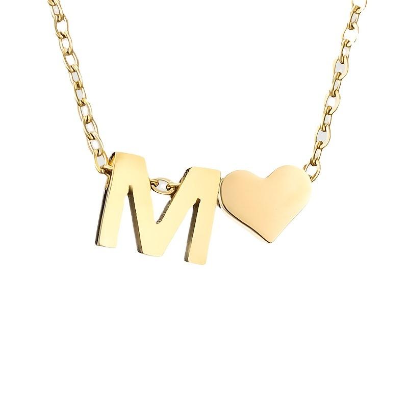 Product Introduction of Tiny Letter Pendant Necklace & Chain Bracelet With Heart Shape Pendant Lovely Jewelry Set 9