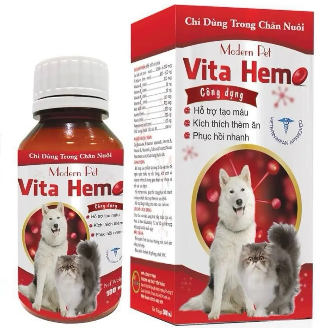 VitaHemo bổ máu và tạo thêm máu, giúp thèm ăn, mau phục hồi, tăng kháng thể Chó&Mèo