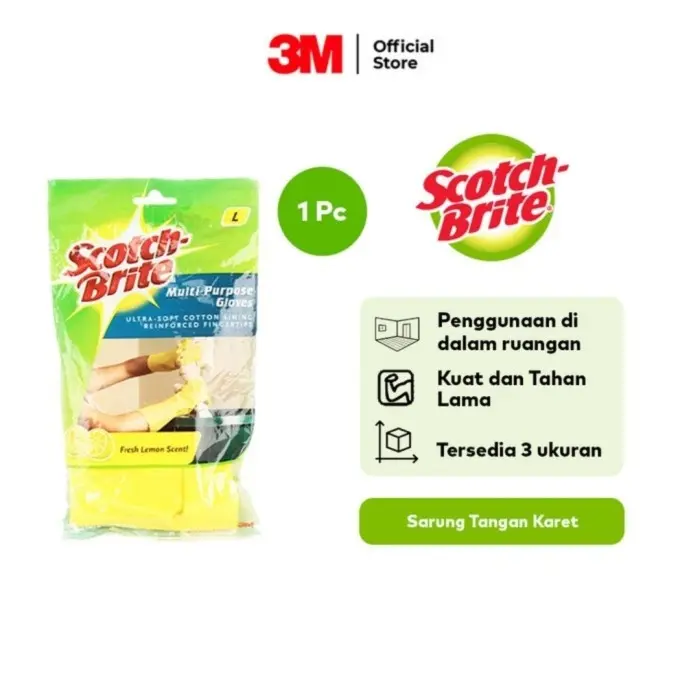 Scotch brite 3m sarung tangan karet spon ID 85 ukuran S / M / L 0