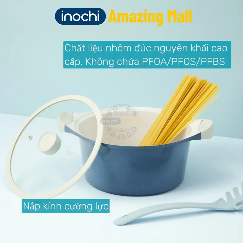 Nồi Chảo vân đá phủ sứ chống dính Omi Simple Inochi nhôm đúc nguyên khối sử dụng được bếp từ Inochi Amazing Mall 3