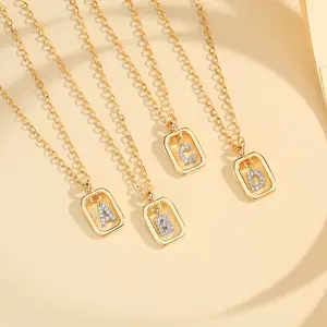 LM874 Kalung Huruf Liontin Permata Huruf Fashion Aksesoris Kalung Anti Karat Inisial Nama Huruf