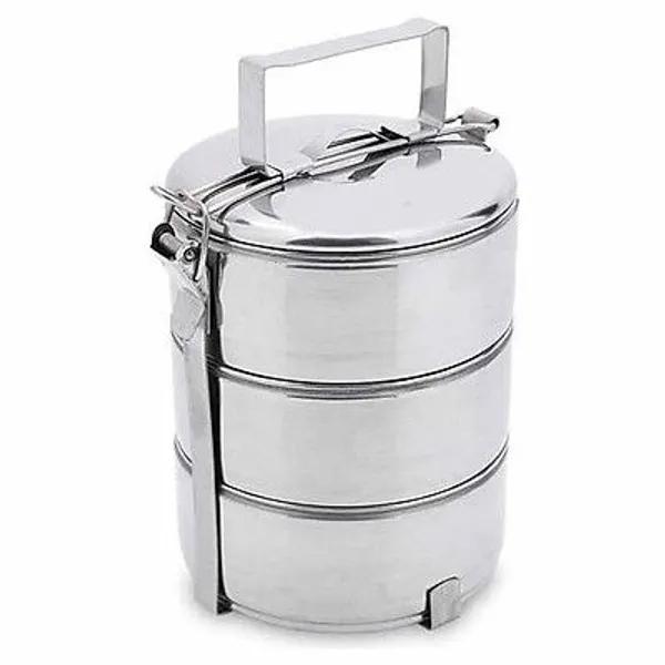 Cà men inox 3 ngăn đường kính 14cm hộp đựng cơm inox cao cấp có quai xách
