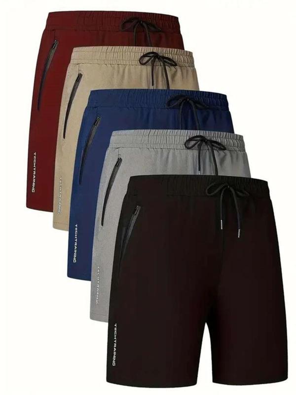 Men's  Zipper Pocket Shorts, Breathable Quick Drying Shorts, Casual Elastic Waist Shorts for Gym Workout Running Cycling Hiking Outdoor 1