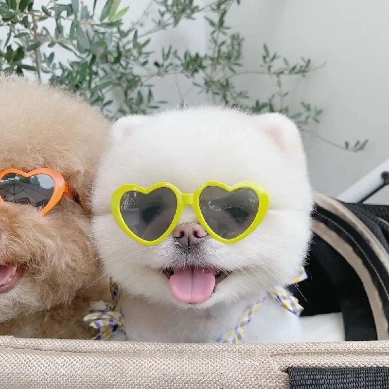 Kính râm cho chó cưng và mèo, thiết kế trái tim đáng yêu, thích hợp cho chó và mèo, cũng cho Yorkie, phụ kiện trang trí lông thú cưng, đạo cụ ảnh 0