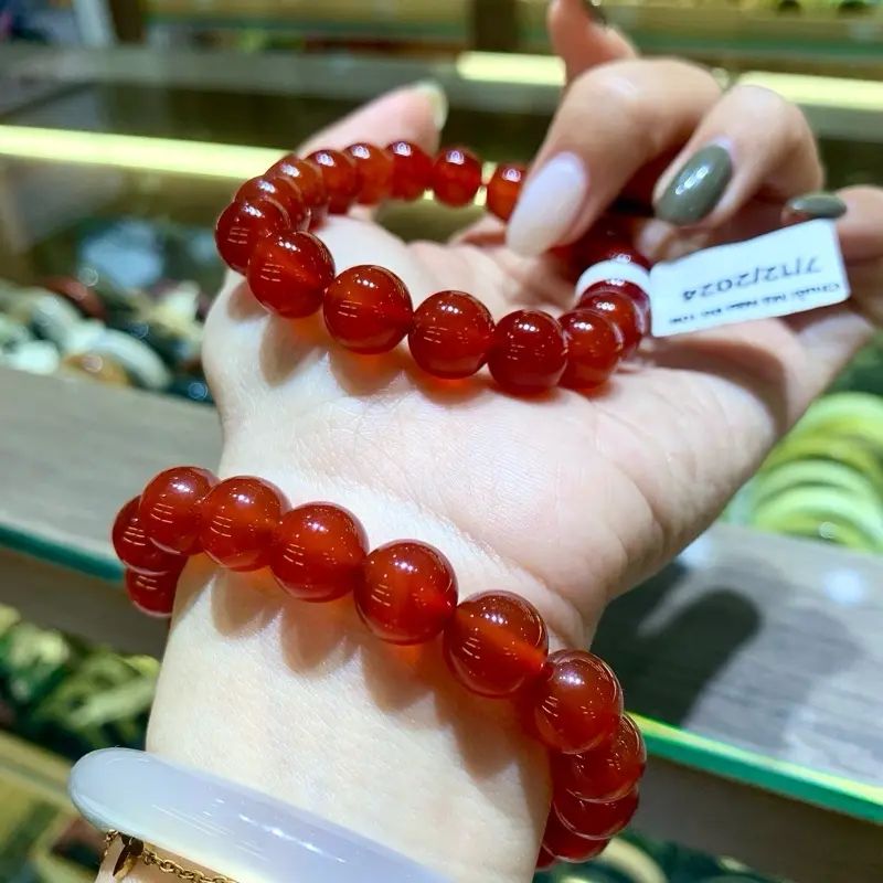 Vòng đeo tay đá Mã Não Đỏ size hạt 8mm và 10mm, may mắn, thu hút tài lộc