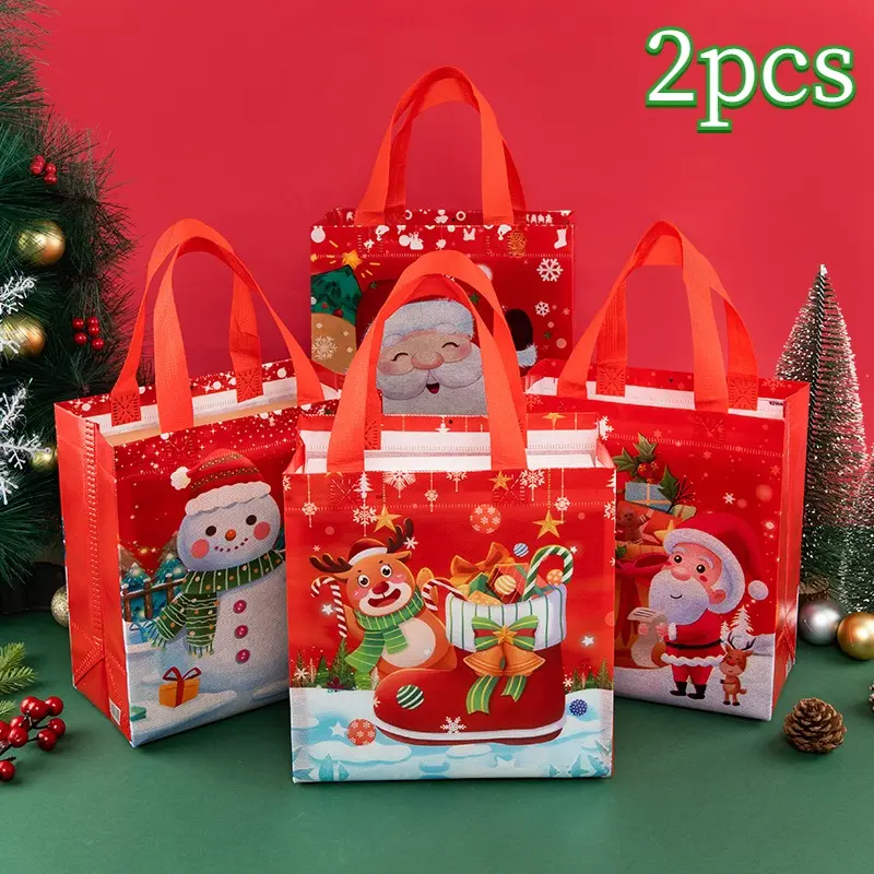 1/2pcs Santa Claus Storage Bags Non-woven Fabric Gift Packaging Supplies Christmas New Year Party Gifts Bags