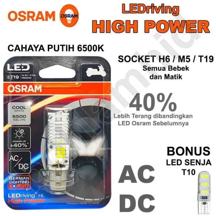 Lampu Motor LED OSRAM SUPRA X 125 FI (putih) Bohlam H6 M5 T19 AC DC