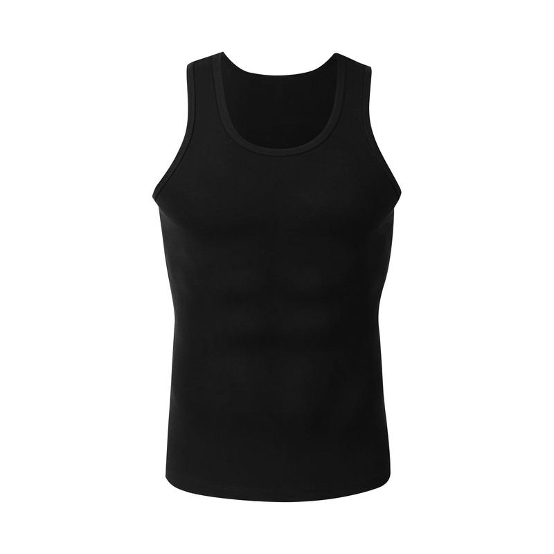 Áo Vest Thể Thao Mùa Hè, Dành Cho Nam Giới, Cổ Tròn, Không Tay, Dáng Ôm, Màu Trơn, Áo Ba Lỗ, Co Giãn, Áo Áo Chui Đầu, Thời Trang Đường Phố Gehirux Menswear Màu Đen 5