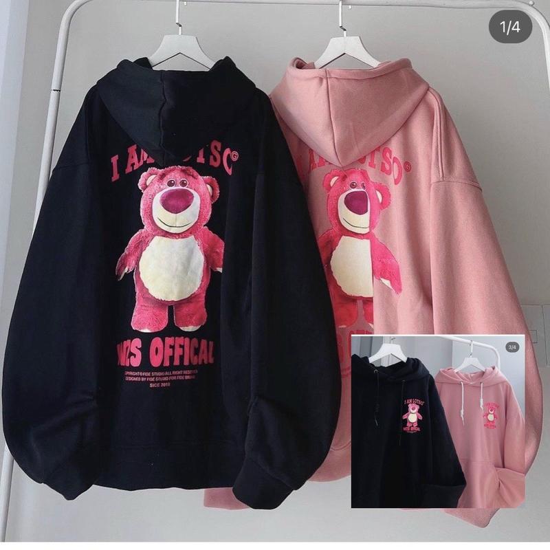 Áo Khoác HOODIE GẤU DÂU Nỉ Bông Nam Nữ Unisex 0