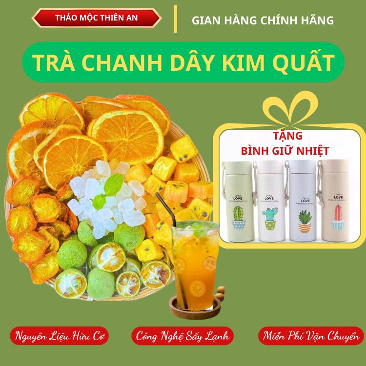(30 GÓI TẶNG BÌNH GIỮ NHIỆT) Trà chanh dây kim quất đường phèn Triệu Lộ Tư , Trà hoa quả , Nguyên liệu hữu cơ sấy lạnh nước trà ,tea