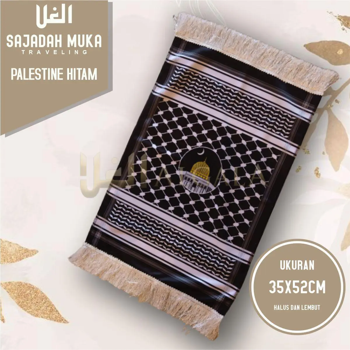 ALGALA-SAJADAH TRAVEL KECIL UNTUK MUKA Bulu Hitam Motif Nyaman Putih Mini Muslim