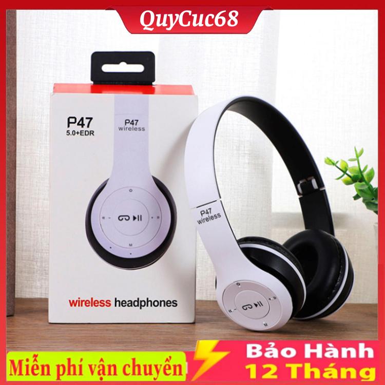  Tai Nghe Chụp Tai Bluetooth P47   Y08 Tai Không Dây Có Mic Có Thẻ Nhớ Âm Bass Cực Chất Nghe Nhạc Cực Hay 