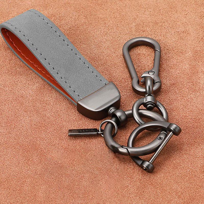 Product Introduction of Luxury Matte Leather Keychain Top-end Business Gift For Man Good Quality Black Brown PU Leather Car Key Keyholder Key Chain 21