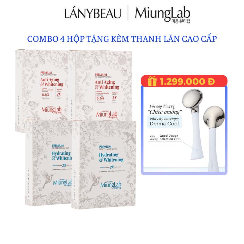 (Combo 4 hộp TẶNG Thanh lăn cao cấp) Mặt Nạ Dừa Sinh Học Dưỡng Da Cao Cấp Miung Lab [1 Hộp 8 miếng]