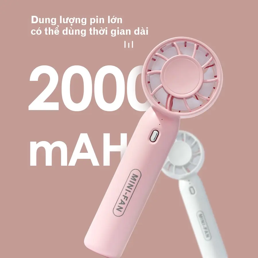 Quạt cầm tay mini quạt ba tầng quạt cầm tay đế nhỏ gọn, phụ kiện sạc USB có thể dùng làm giá đỡ điện thoại di động...