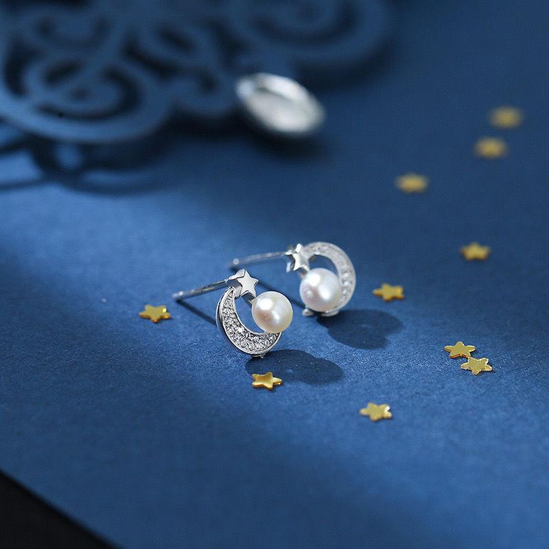 Product Introduction of Bông Tai Ngọc Trai, Bạc Sterling, Dành Cho Phụ Nữ, Phong Cách Hợp Xu hướng Mới Mùa Hè 2022, Bông Tai Mặt Trăng Cao Cấp Thiết Kế Độc Đáo 6