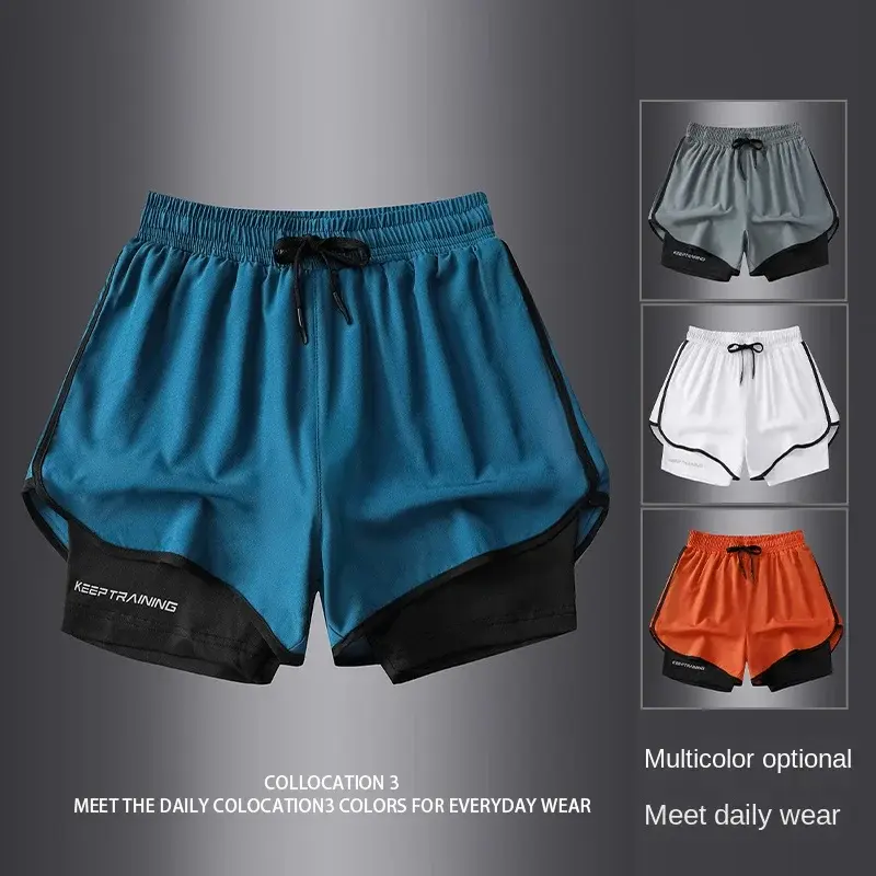【 S-4XL 】2025 Sports Three Piece Pants Summer Popular Anti glare Double layered Sports Shorts for Men and Women Couples Ru