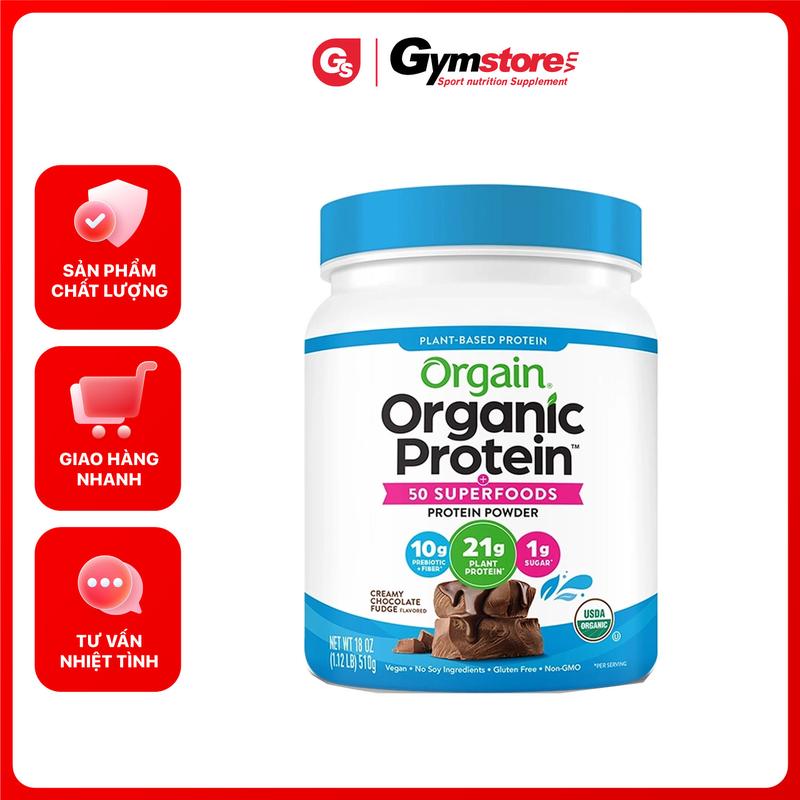 Bột Orgain Organic Protein & Superfoods Plant Based Protein Powder 1.121Lbs 10 Servings | Made in USA | GYMSTORE