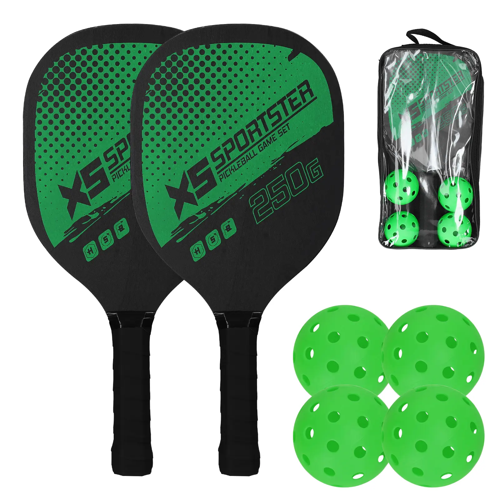 Bộ Vợt Pickleball, Bộ 2 Vợt Và 4 Bóng Pickleball, Có Bóng, Phụ Kiện Thể Thao Sport, Bộ Vợt Pickleball Di Động Trọng Lượng Nhẹ Chống vợt  pickleball Cán Vợt vợt  pickleball