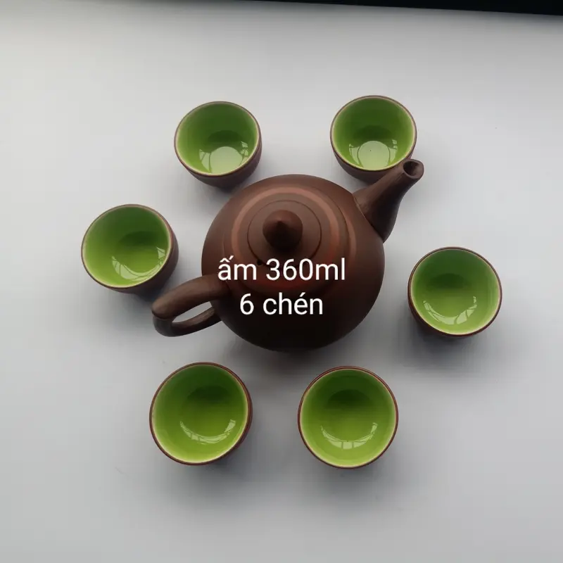 Bộ ấm chén tử sa bát tràng mẫu dung tích 360ml 1
