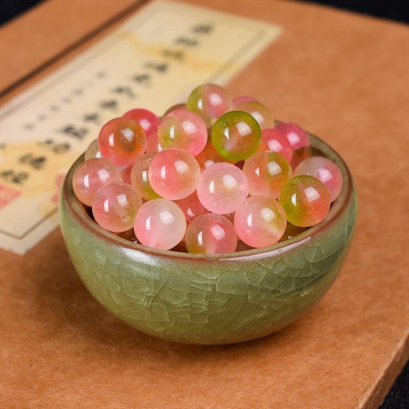 Peach Tourmaline Jade Beads Agate Peach Blossom Jade Beads Round Beads DIY Handmade Bracelet Necklace Sweater Chain 0