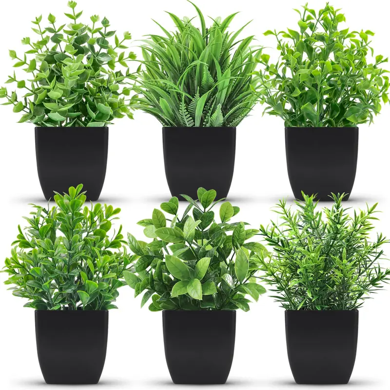 Artificial Potted Plant for Room Decor (6 Counts), Faux Potted Plant, Simulated Decorative Plant Ornaments, Decorative Plant for Home & Office Decor, Home Decor Products 0