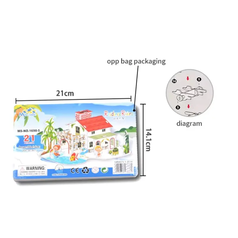 Dovana Mainan Puzzle Kertas 3D Size Kecil Garden House Small Zoo Edukasi Anak Kreatif Bahan Busa Foam Paper 1